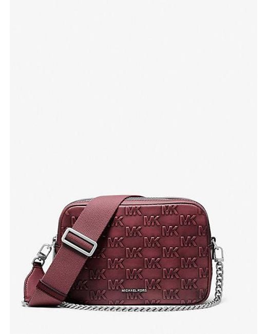 Michael Kors Purple Bryant Medium Burnished Leather Camera Crossbody Bag
