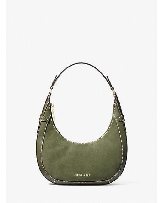 MICHAEL Michael Kors Green Mk Preston Small Suede Crescent Shoulder Bag