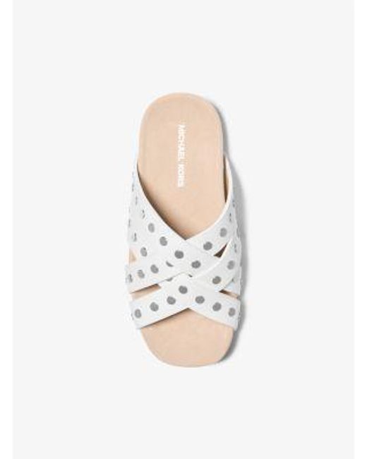 MICHAEL Michael Kors White Irene Studded Leather Flat Sandal