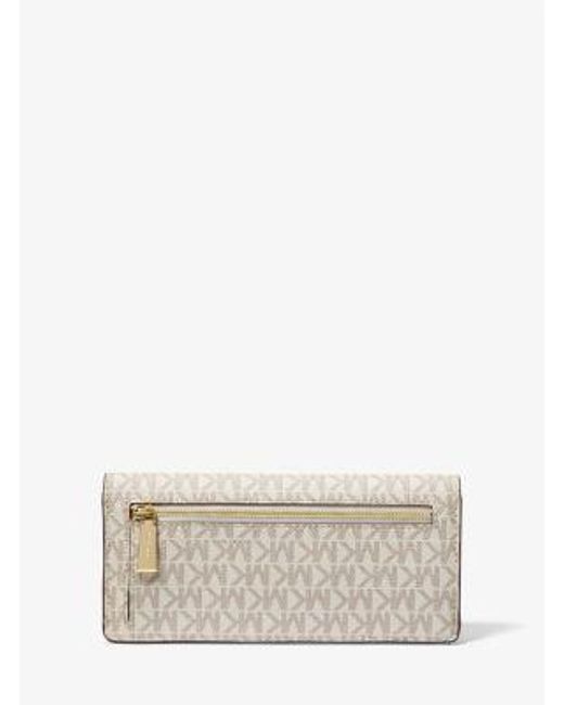 Michael Kors Natural Mk Jet Set Large Signature Logo Wallet