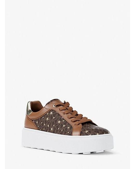 Michael Kors Brown Romey Printed Signature Logo Sneaker