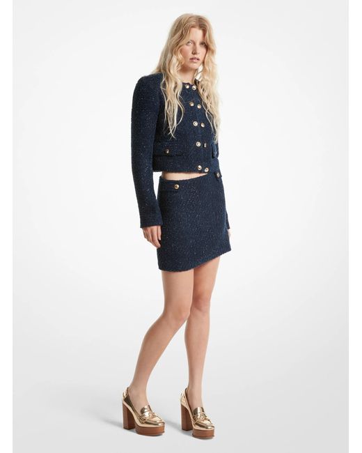MICHAEL Michael Kors Blue Metallic Tweed Mini Skirt