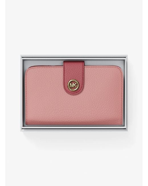 MICHAEL Michael Kors Pink Mk Pop Charm Medium Color-Block Pebbled Leather Logo Wallet