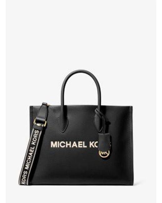 Michael Kors Black Mirella Medium Pebbled Leather Tote Bag