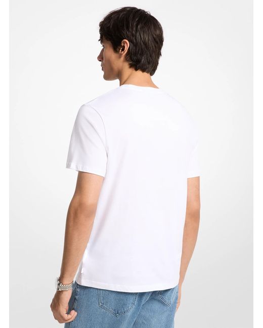 Michael Kors White Graphic Logo Cotton T-Shirt for men