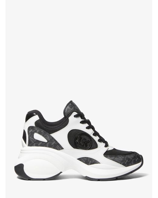 MICHAEL Michael Kors White Zuma Empire Signature Logo And Mesh Trainer