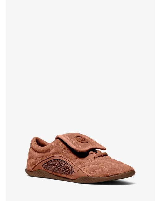 MICHAEL Michael Kors Brown Mk Kyler Suede And Mesh Trainer