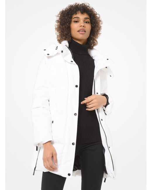 Michael Kors White Quilted Puffer Coat