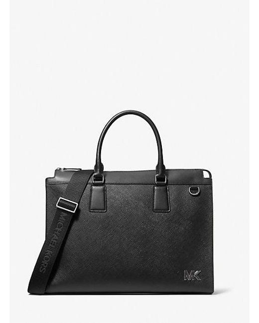 Michael Kors Black Edison Medium Scratch-Resistant Leather Briefcase for men