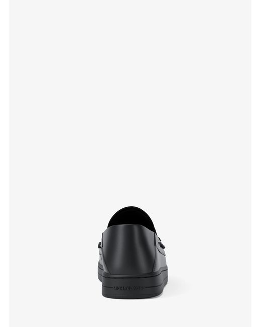 Michael Kors Black Mk Aiden Leather Boat Shoes for men