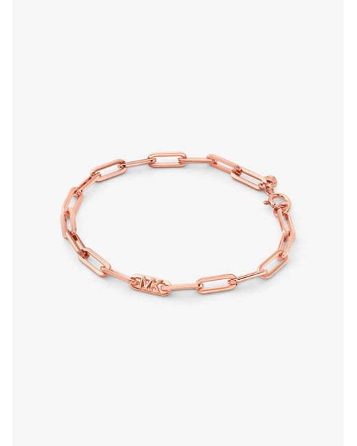 Michael Kors White Mk Precious Metal-Plated Sterling Chain-Link Bracelet