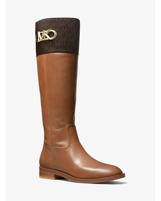 Michael Kors Parker Logo And Leather Boot in Brown | Lyst