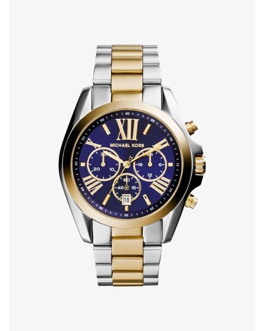 Michael Kors Blue Oversized Bradshaw Two-tone Watch