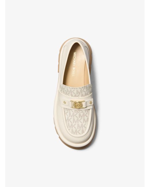 MICHAEL Michael Kors Natural Mk Mandy Leather And Signature Logo Platform Loafer