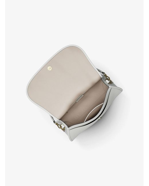 MICHAEL Michael Kors White Mk Holmes Medium Pebbled Leather Convertible Messenger Bag