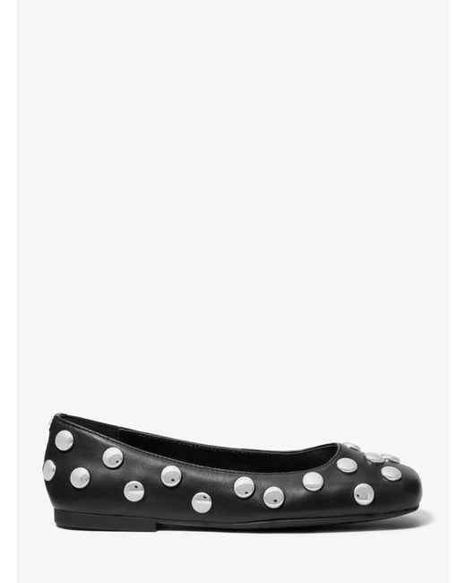 MICHAEL Michael Kors White Mk Matilda Studded Leather Ballet Flat