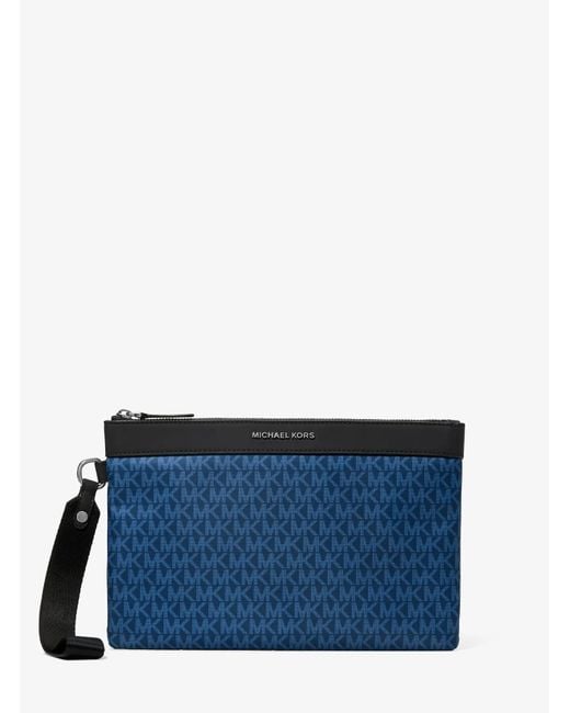 Michael Kors Blue Mk Brooklyn Printed Signature Logo Travel Pouch for men