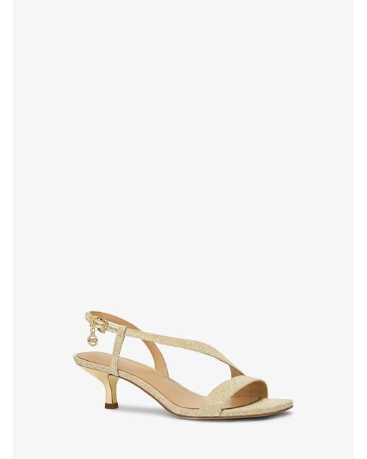 MICHAEL Michael Kors Natural Mk Jaida Glitter Chain Mesh Kitten Heel Sandal