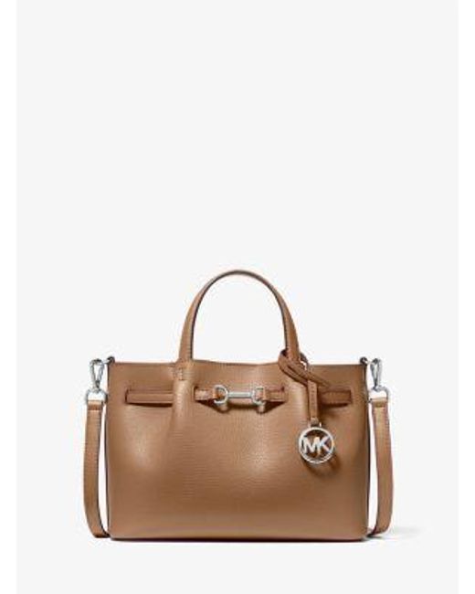 Michael Kors Brown Carson Small Pebbled Leather Satchel