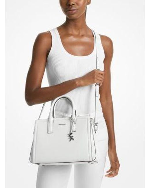 Michael Kors White Laila Medium Leather Satchel