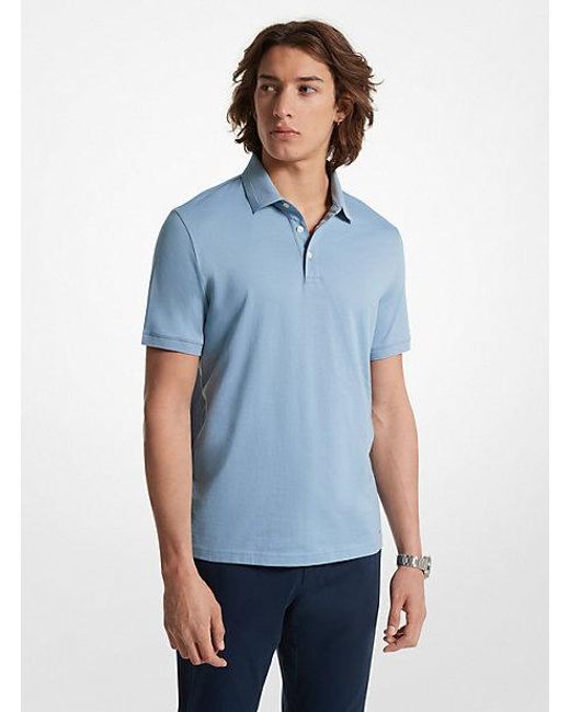 Michael Kors Blue Stretch Pima Cotton Polo for men