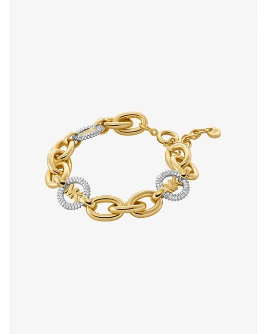 Mkpulsera De Cadena De Eslabones Con Logotipo E Incrustaciones Michael Kors de color Metallic