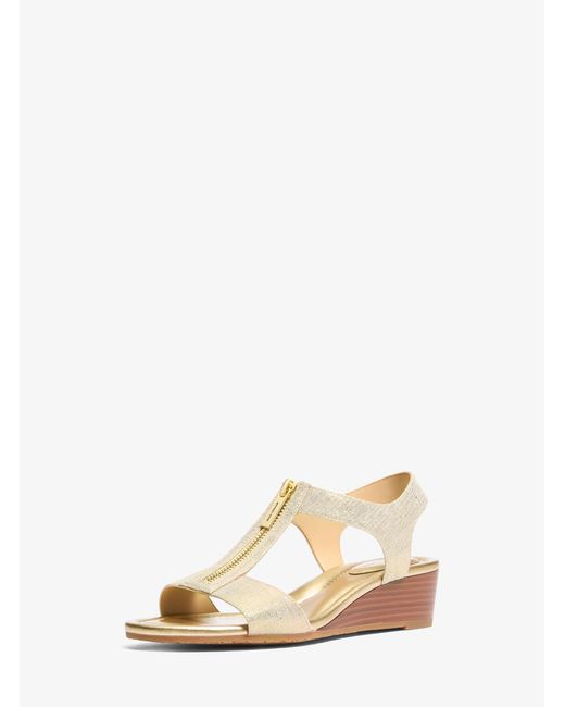 MICHAEL Michael Kors Natural Mk Berkley Metallic Linen Wedge Sandal