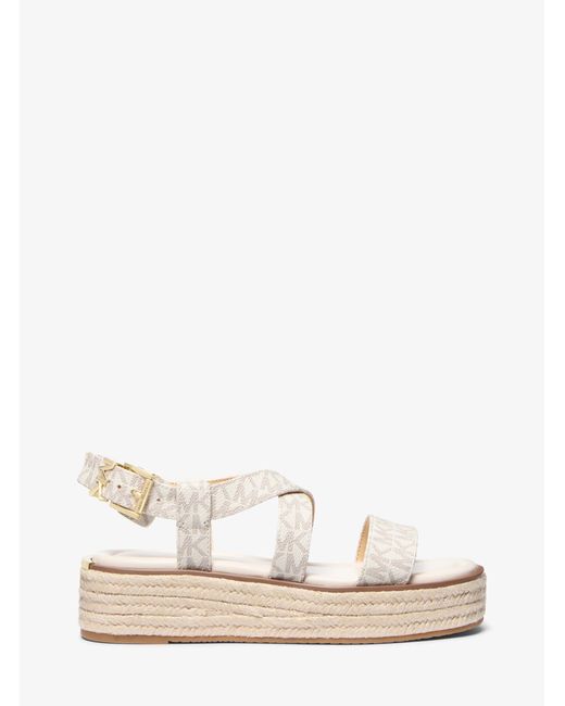 MICHAEL Michael Kors Natural Lynn Signature Logo Platform Espadrille Sandal