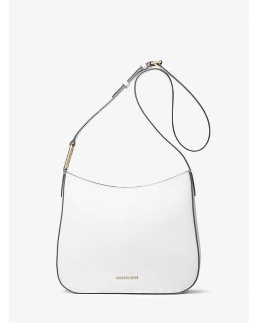 MICHAEL Michael Kors White Mk Kensington Large Pebbled Leather Crossbody Bag