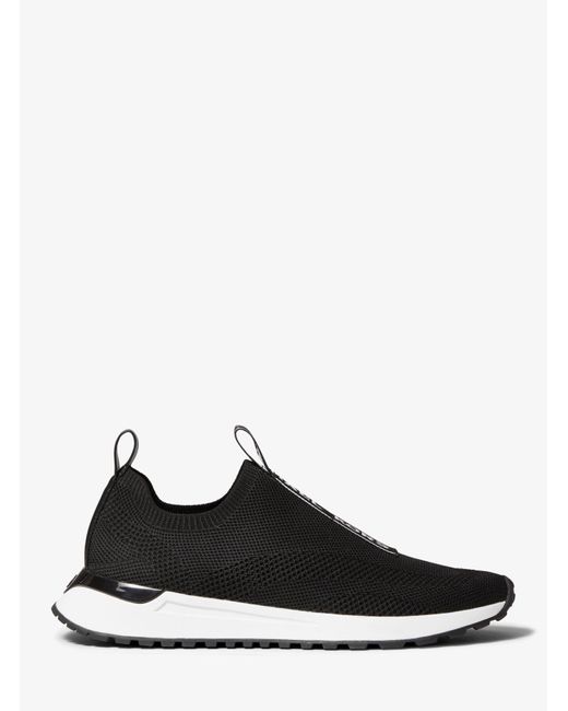 Michael Kors Miles Stretch Knit Slip-on Trainers in Black for Men | Lyst