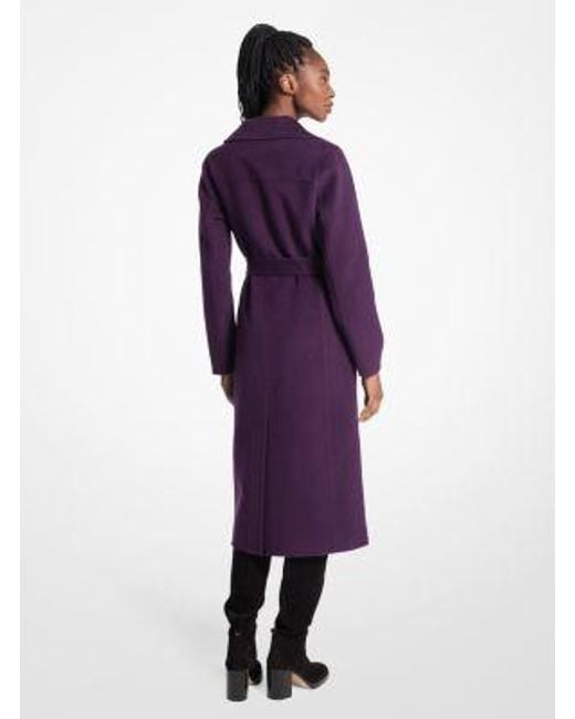 MICHAEL Michael Kors Purple Mk Wool Blend Trench Coat