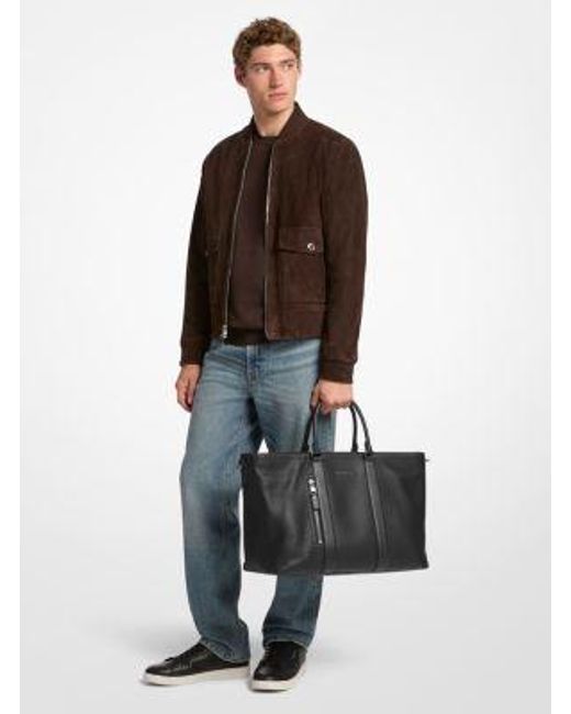 Michael Kors Black Mk Hudson Pebbled Leather Tote Bag for men