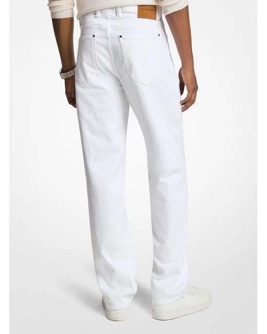 Michael Kors White Finn Straight-Leg Stretch Denim Jeans for men