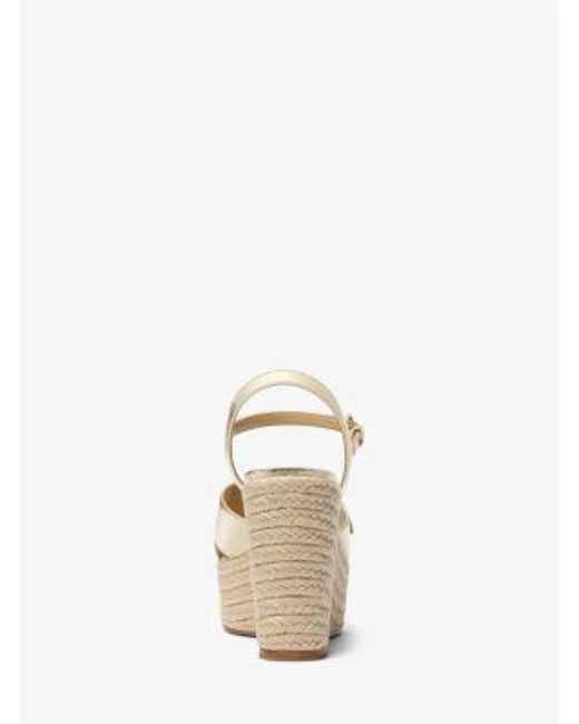 Michael Kors Natural Hannah Metallic Nylon Blend Wedge Sandal