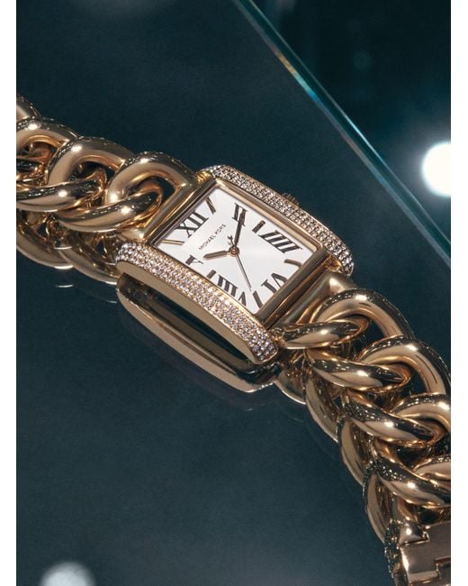 Michael Kors Metallic Mk Oversized Emery Pavé-Tone Curb Link Watch