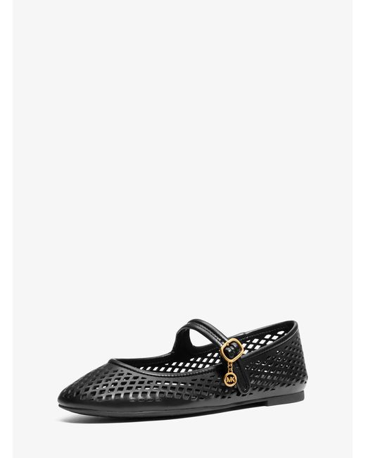 MICHAEL Michael Kors White Mk Nellie Flex Laser-Cut Leather Flat
