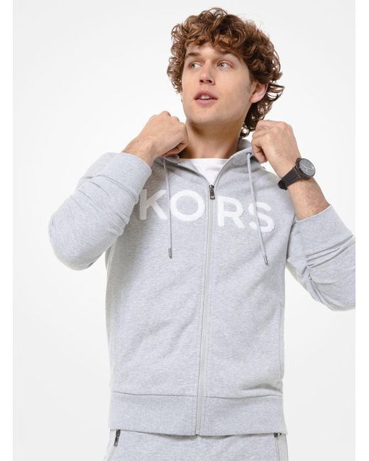 Michael Kors Gray Logo Cotton Blend Zip-up Hoodie for men