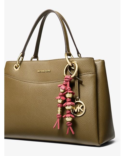 Michael Kors White Embellished Floral Bag Charm