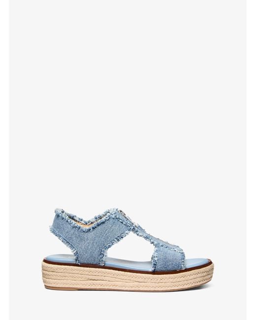 MICHAEL Michael Kors Blue Mk Berkley Frayed Denim Espadrille Sandal
