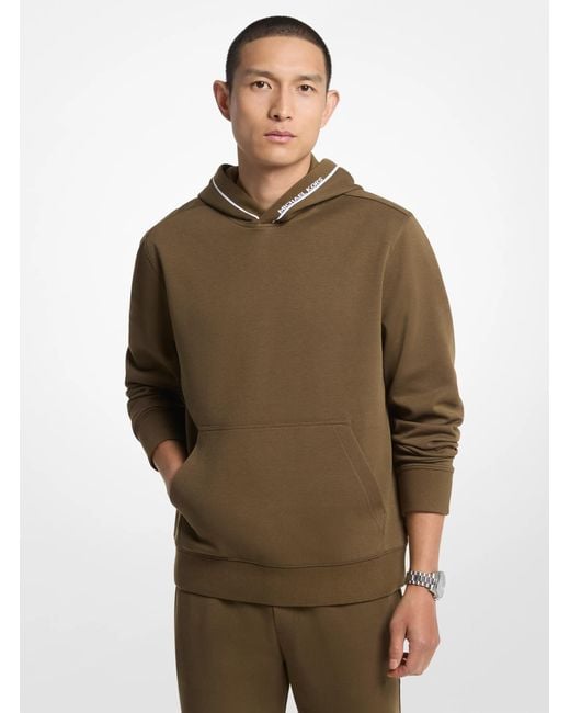 Michael Kors Green Mk Logo Trim Cotton Blend Hoodie for men