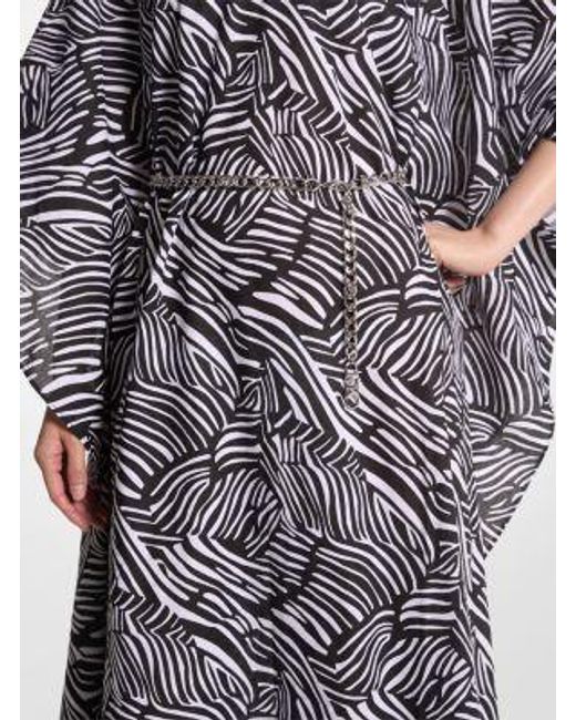Michael Kors White Zebra Organic Cotton Lawn Caftan Dress