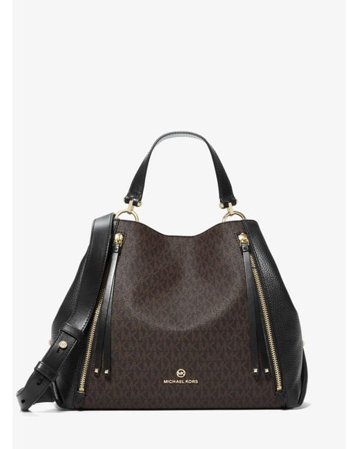 Michael Kors Shopper Brooklyn Large Aus Logostoff Und Gekrispeltem Leder in Braun Lyst DE