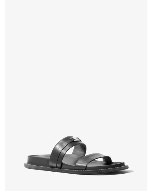 MICHAEL Michael Kors White Mk Mandy Leather Flat Sandal