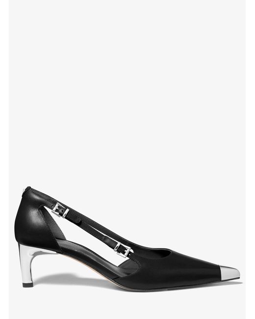 MICHAEL Michael Kors White Kasia Leather Kitten Pump