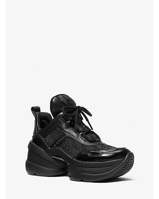 Michael Kors Olympia Crystal Embellished Trainer in Black Lyst