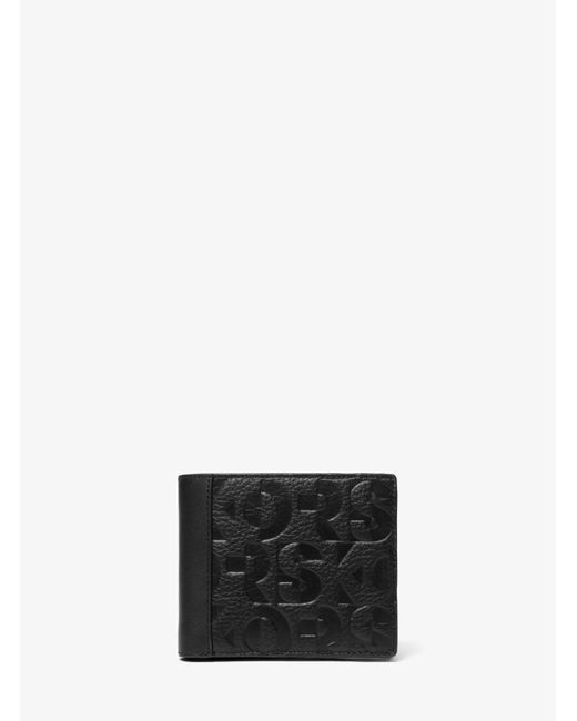 Michael Kors White Hudson Logo Embossed Pebbled Leather Billfold Wallet for men