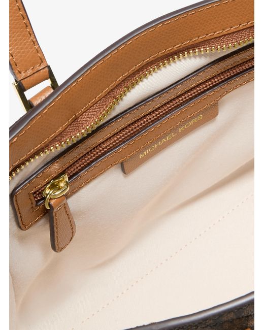 MICHAEL Michael Kors Brown Taryn Small Signature Logo And Leather Convertible Crossbody Bag