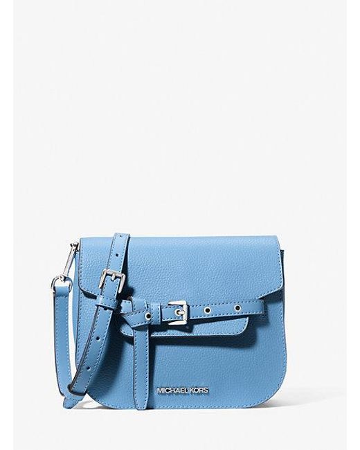 Michael Kors Blue Emilia Small Pebbled Leather Crossbody Bag