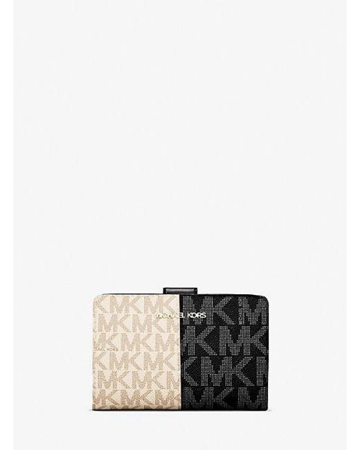 Michael Kors Natural Jet Set Medium Two-Tone Logo Wallet