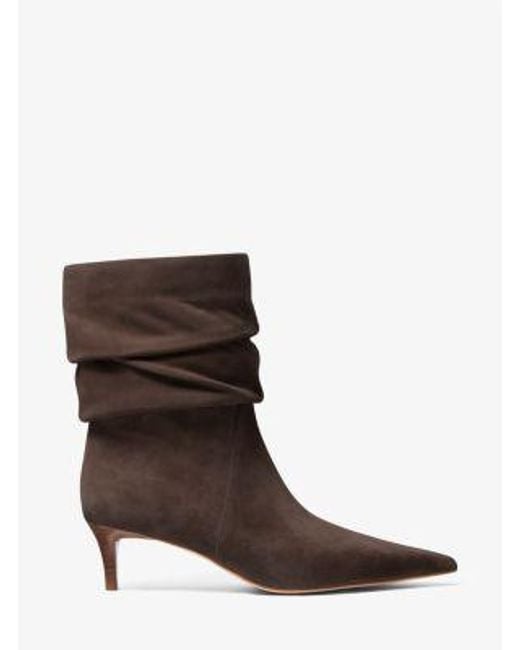 Michael Kors Brown Dawn Suede Ankle Boot